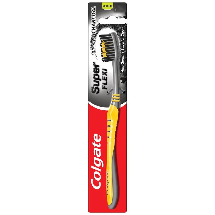 Colgate Super Flexi Charcoal Medium Bristle Toothbrush, 1 pc